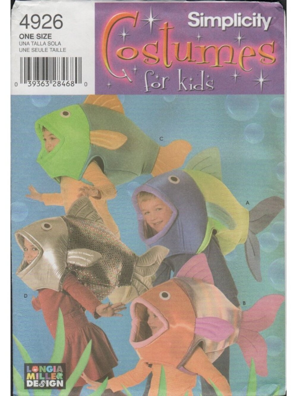 Simplicity 4926 Kids Fish Costume Pattern Childs One Size Uncut Longia Miller